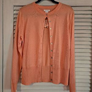 NWT Marshall Fields Peach Silk Cardigan M